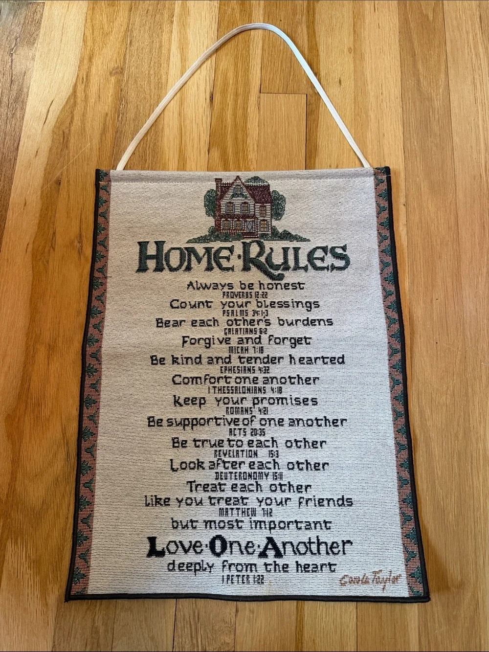 EUC Home Rules Wall Hanging with Bible verses
